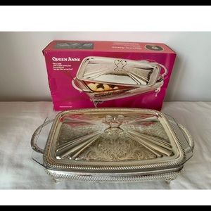 Queen Anne Table Top Serving Dish Gold Plated